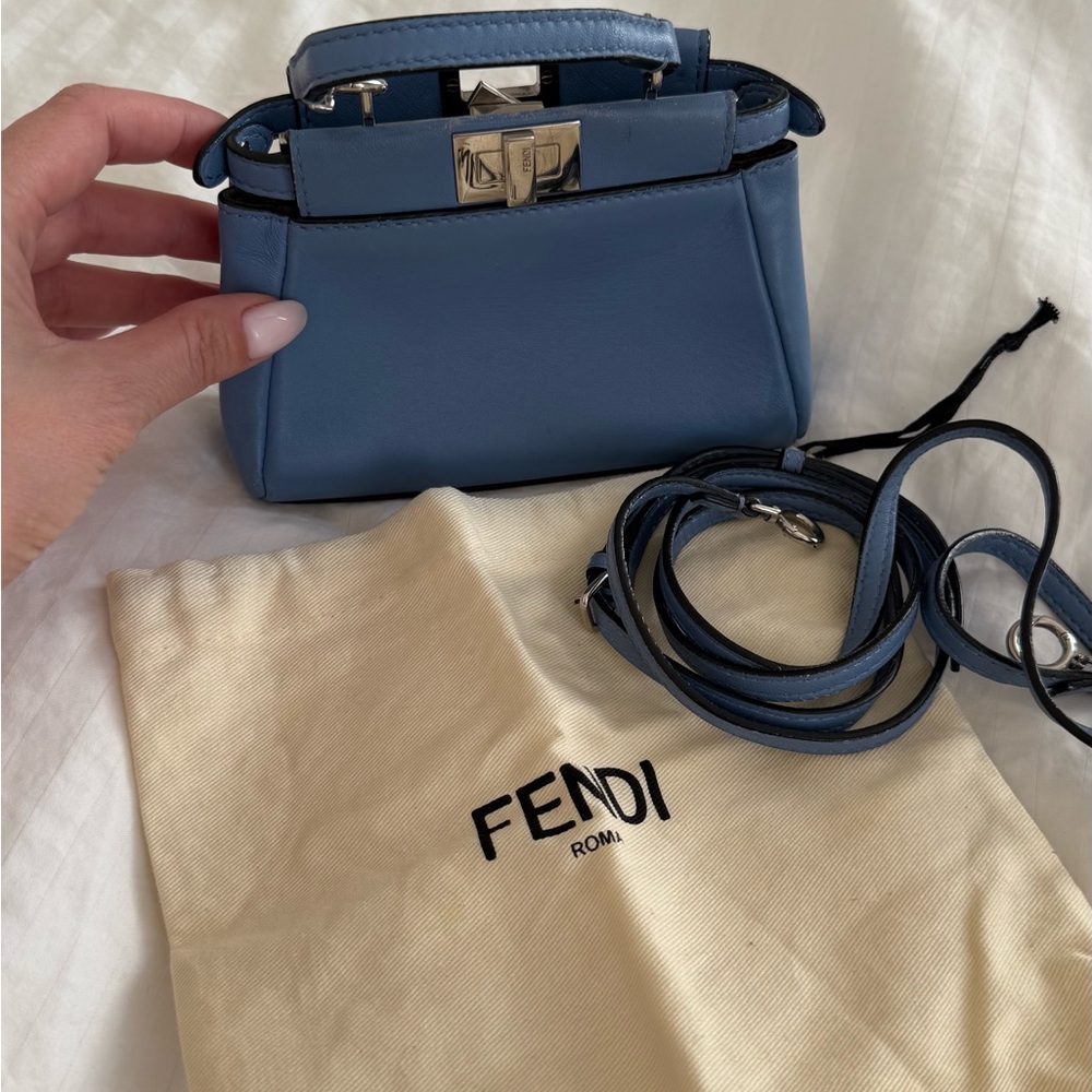 Fendi peekaboo micro Blue Leather Women's Bag